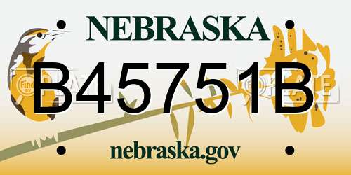 B45751B Nebraska License Plate