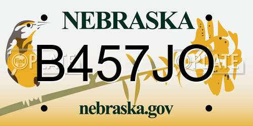 B457JO Nebraska License Plate
