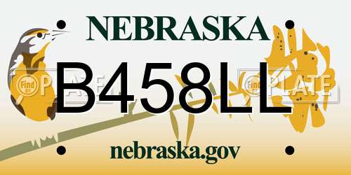 B458LL Nebraska License Plate