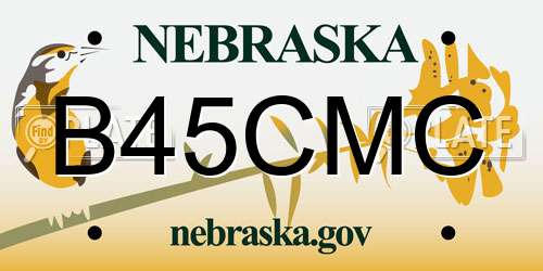 B45CMC Nebraska License Plate