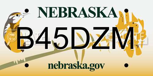 B45DZM Nebraska License Plate