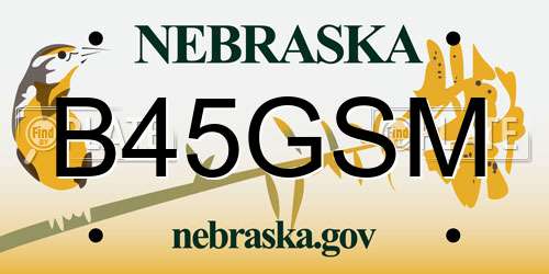 B45GSM Nebraska License Plate
