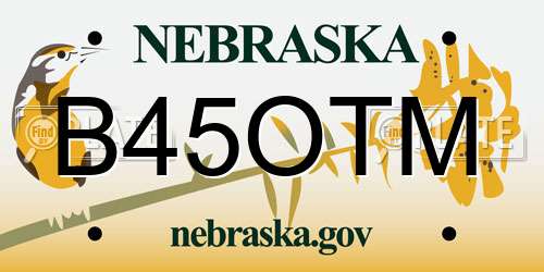 B45OTM Nebraska License Plate