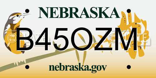 B45OZM Nebraska License Plate