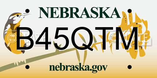 B45QTM Nebraska License Plate