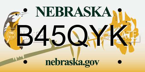 B45QYK Nebraska License Plate