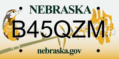 B45QZM Nebraska License Plate