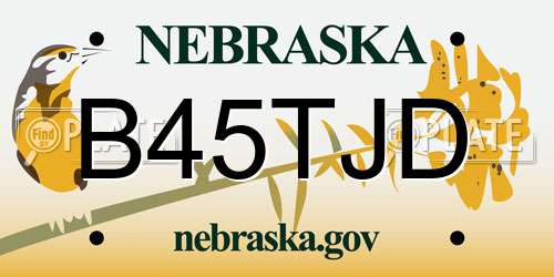 B45TJD Nebraska License Plate
