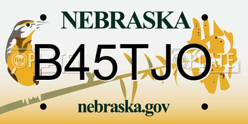 B45TJO Nebraska License Plate