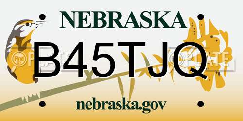 B45TJQ Nebraska License Plate