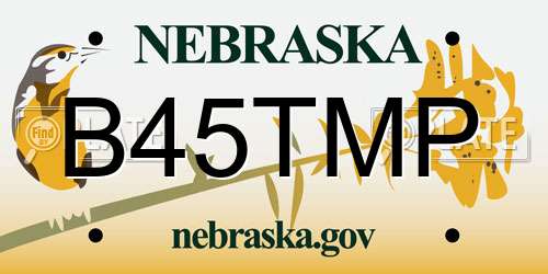 B45TMP Nebraska License Plate