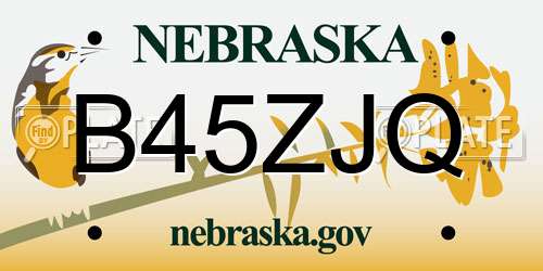 B45ZJQ Nebraska License Plate