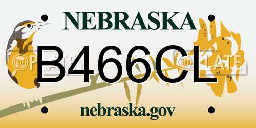 B466CL Nebraska License Plate