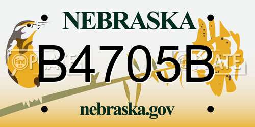 B4705B Nebraska License Plate