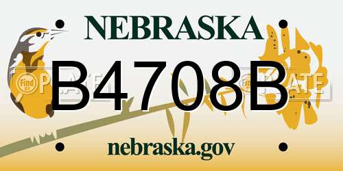 B4708B Nebraska License Plate