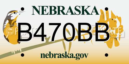 B470BB Nebraska License Plate
