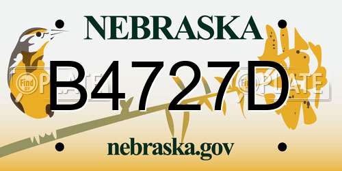B4727D Nebraska License Plate