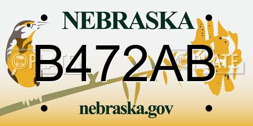 B472AB Nebraska License Plate