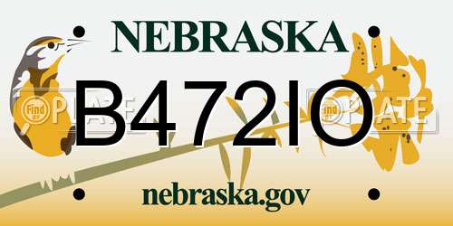 B472IO Nebraska License Plate