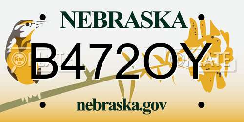 B472OY Nebraska License Plate