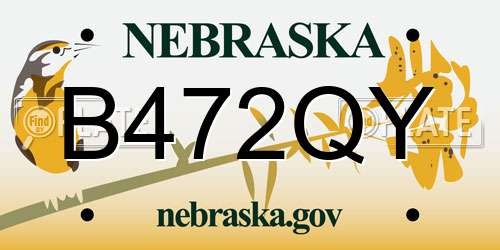 B472QY Nebraska License Plate