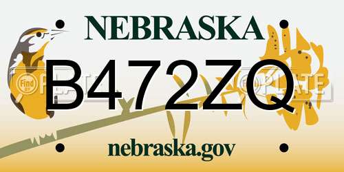 B472ZQ Nebraska License Plate