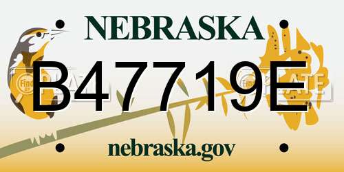 B47719E Nebraska License Plate