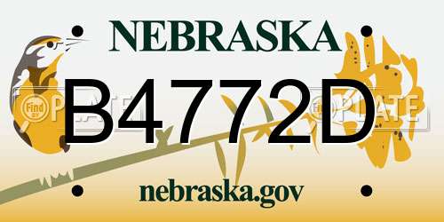 B4772D Nebraska License Plate