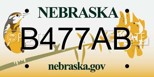 B477AB Nebraska License Plate