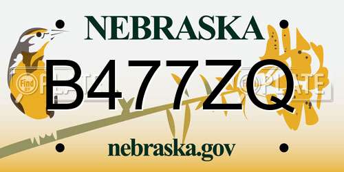 B477ZQ Nebraska License Plate