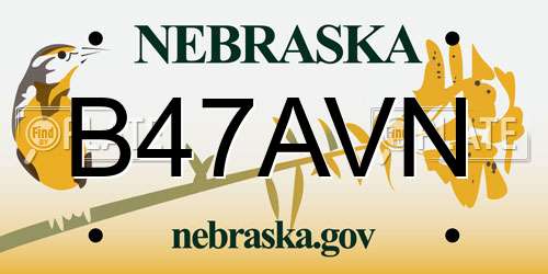 B47AVN Nebraska License Plate