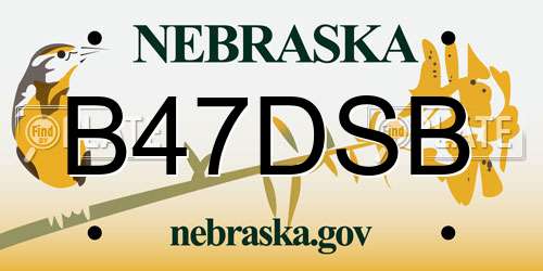 B47DSB Nebraska License Plate
