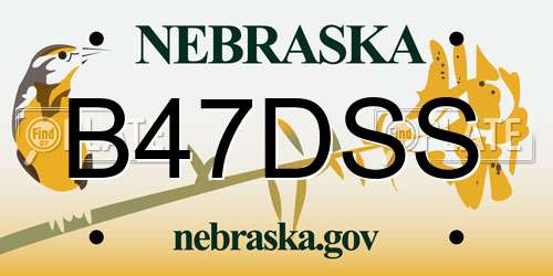 B47DSS Nebraska License Plate