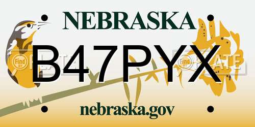 B47PYX Nebraska License Plate