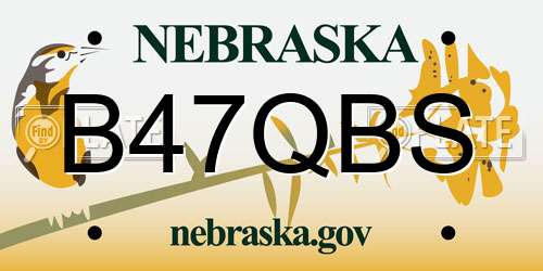 B47QBS Nebraska License Plate