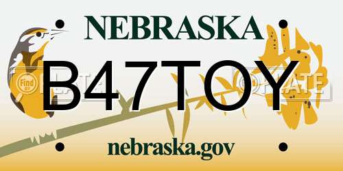 B47TOY Nebraska License Plate