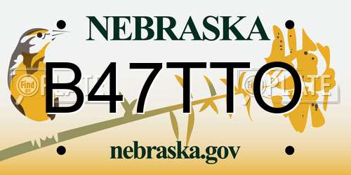 B47TTO Nebraska License Plate