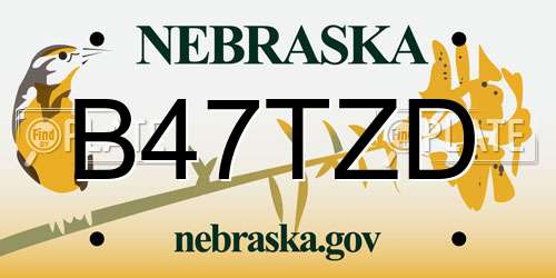B47TZD Nebraska License Plate