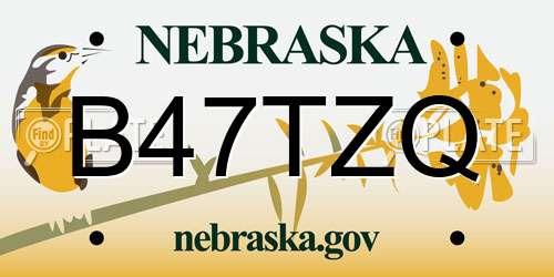 B47TZQ Nebraska License Plate