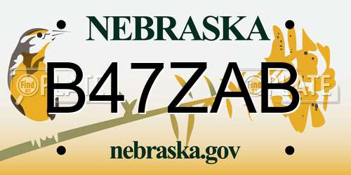 B47ZAB Nebraska License Plate