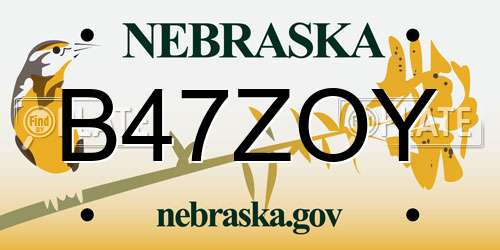 B47ZOY Nebraska License Plate