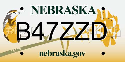 B47ZZD Nebraska License Plate