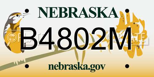 B4802M Nebraska License Plate