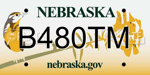 B480TM Nebraska License Plate