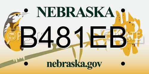 B481EB Nebraska License Plate