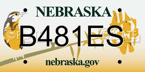 B481ES Nebraska License Plate