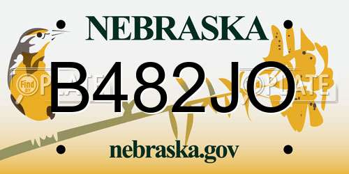 B482JO Nebraska License Plate