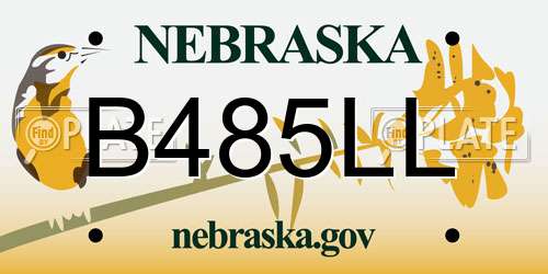 B485LL Nebraska License Plate