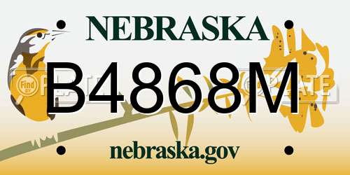 B4868M Nebraska License Plate