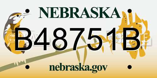 B48751B Nebraska License Plate